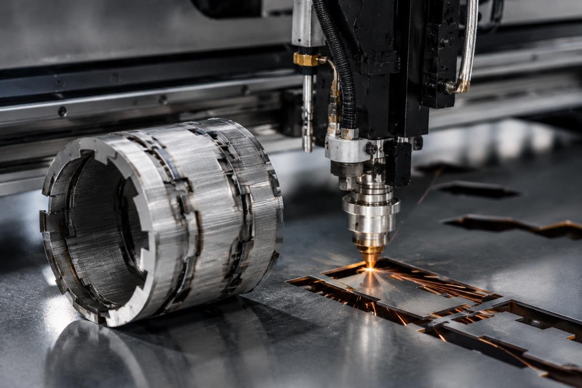 Physical die cutting rule next to CNC cutting machine
