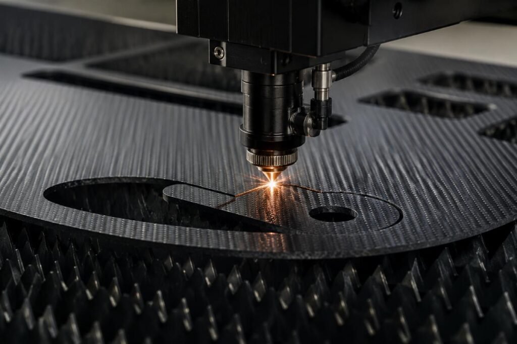 Composite cutting machine reducing edge fraying