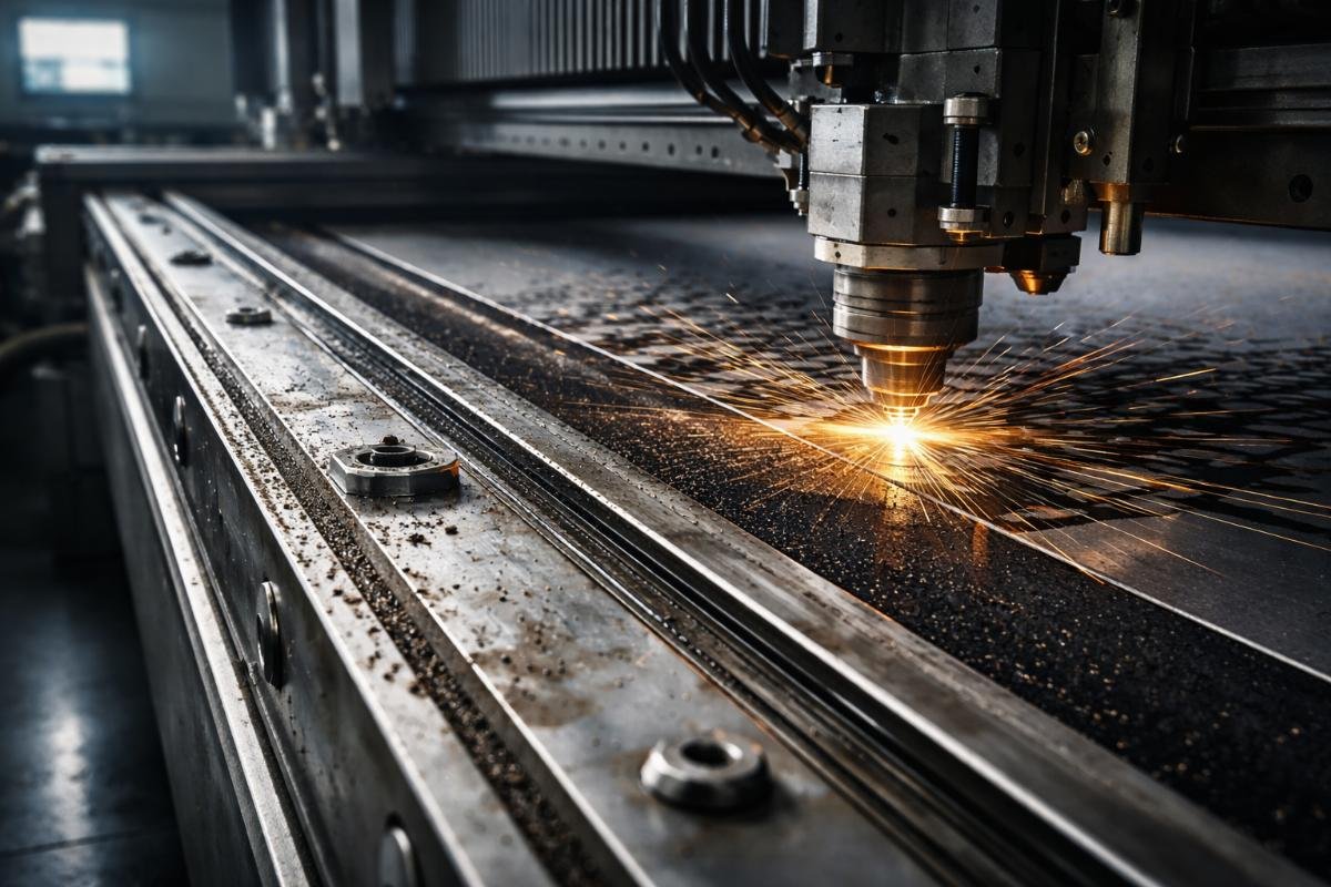 Guide rail wear patterns in flexible material cutting