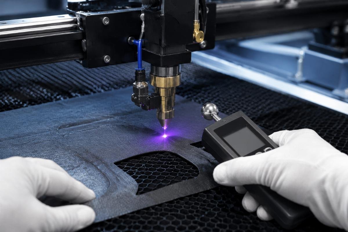 Anti-static coating verification for leather cutting equipment