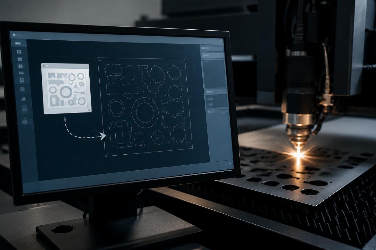 Screenshot of CAD file being imported into CNC cutting software