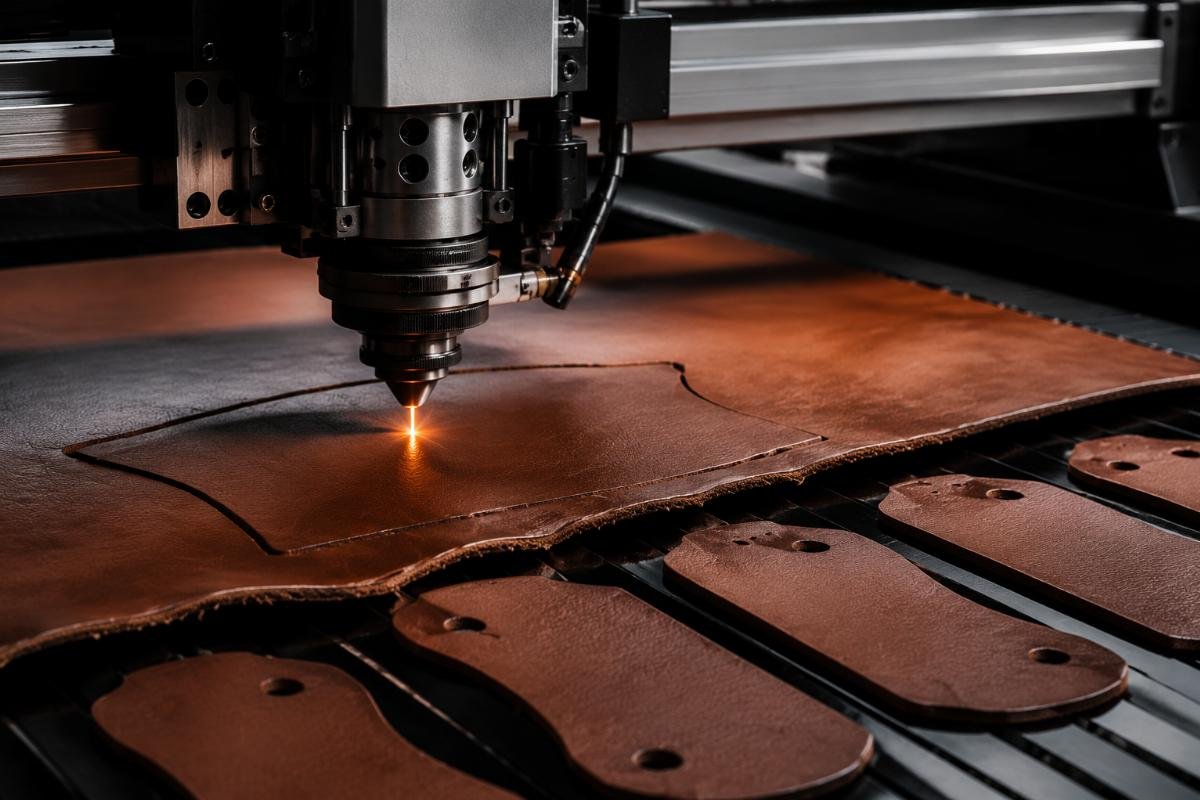 Clean, precision cutting results on full-grain leather material