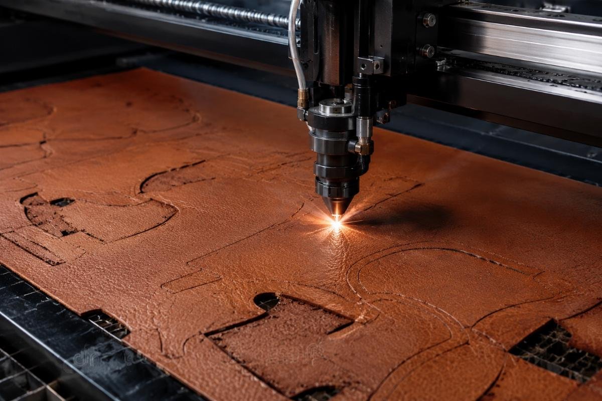 Leather CNC cutting for North African footwear manufacturers Precision CNC cutting for full grain leather hides