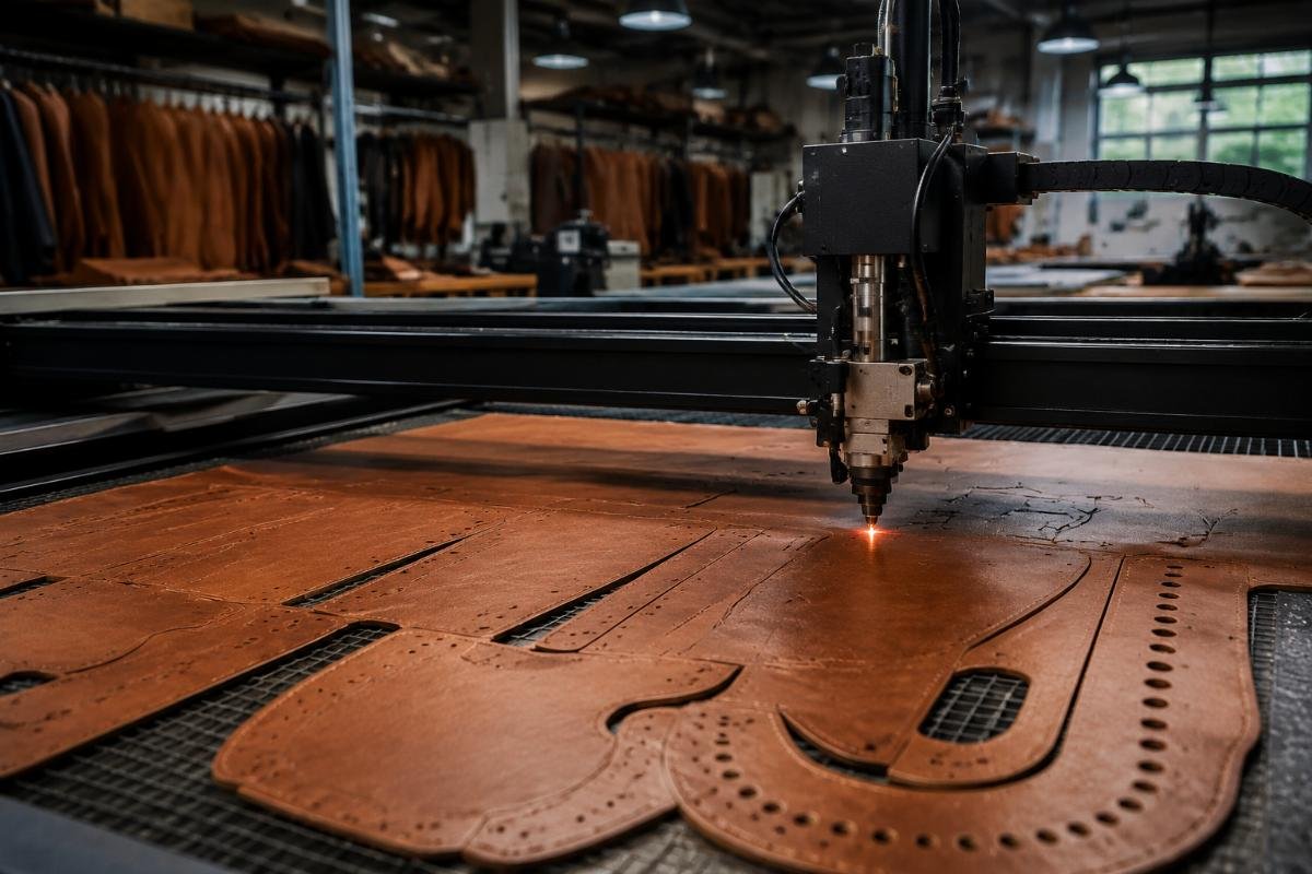 Mexican leather factory CNC cutting application Leather goods production line using CNC cutting machine in Mexico