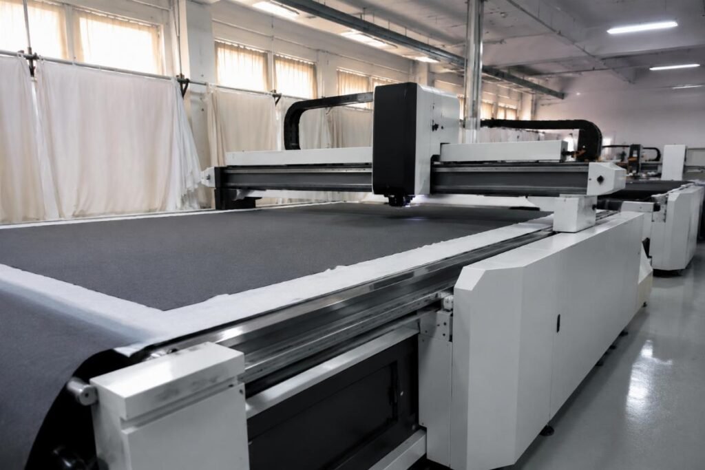 On-site CNC cutting machine installation for a textile factory in Cairo