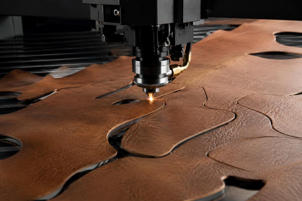 Precision leather CNC cutting low scrap rate Genuine leather contour cutting with minimal material waste